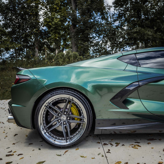 Corvette C8 Carbon Fiber B Pillar Cover. Easy Install. Made in the USA. Shown installed on car. Direct fitment. 