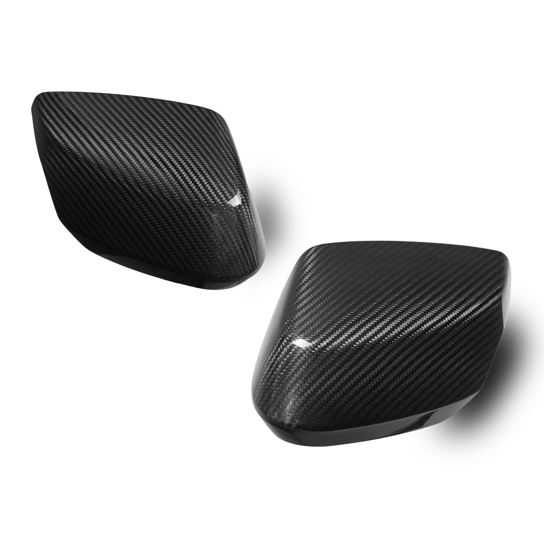 Real Carbon Fiber Side Mirror Cover Caps For 2020-2024 Corvette C8 – M Style Gloss Finish – Pair, Adhesive Mount