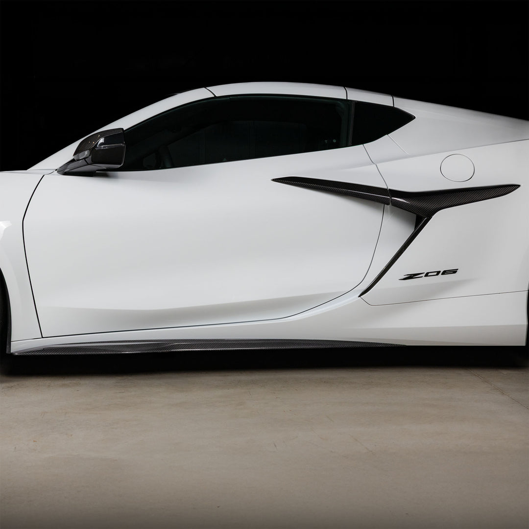 Side view OEM Style Corvette C8 Z06 Carbon Fiber Side Skirts