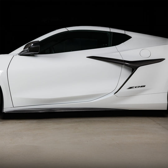 Side view OEM Style Corvette C8 Z06 Carbon Fiber Side Skirts