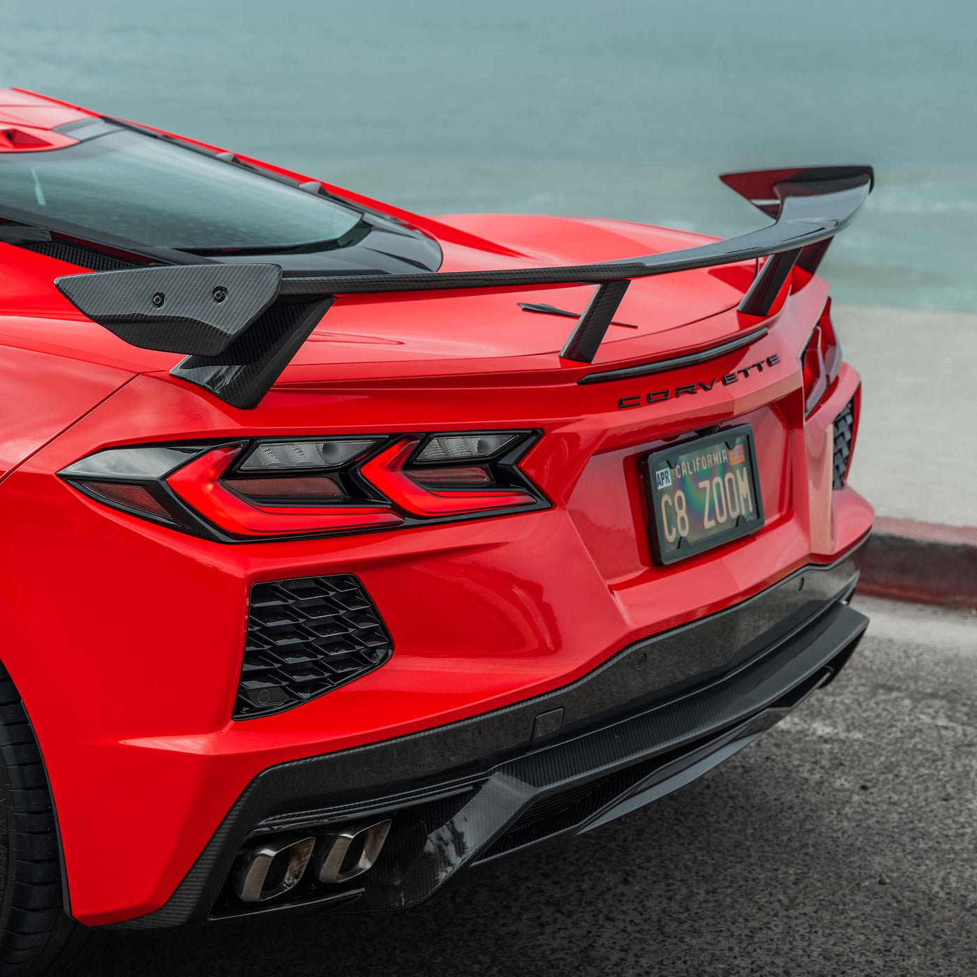 Top view of RSC Carbon Fiber Diffuser for C8 Corvette