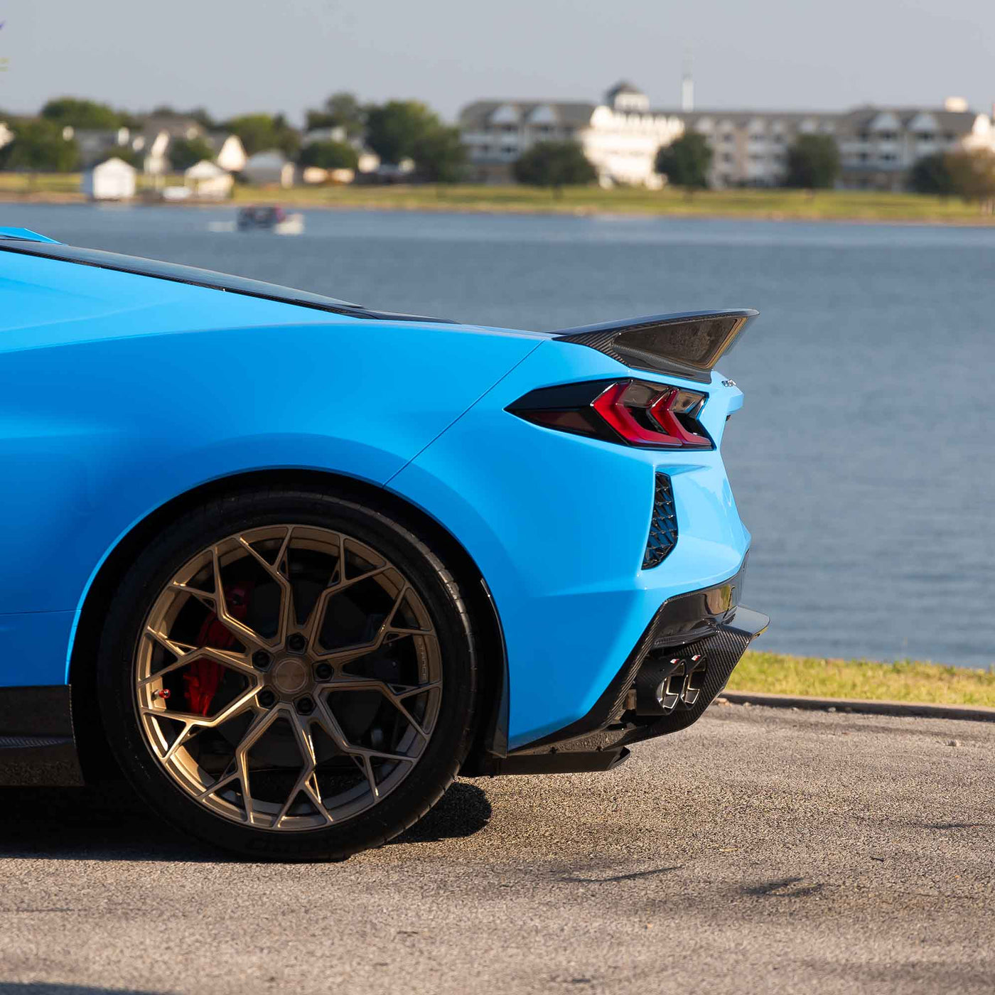 Corvette C8 Carbon Fiber Rear Spoiler Side View Close Up