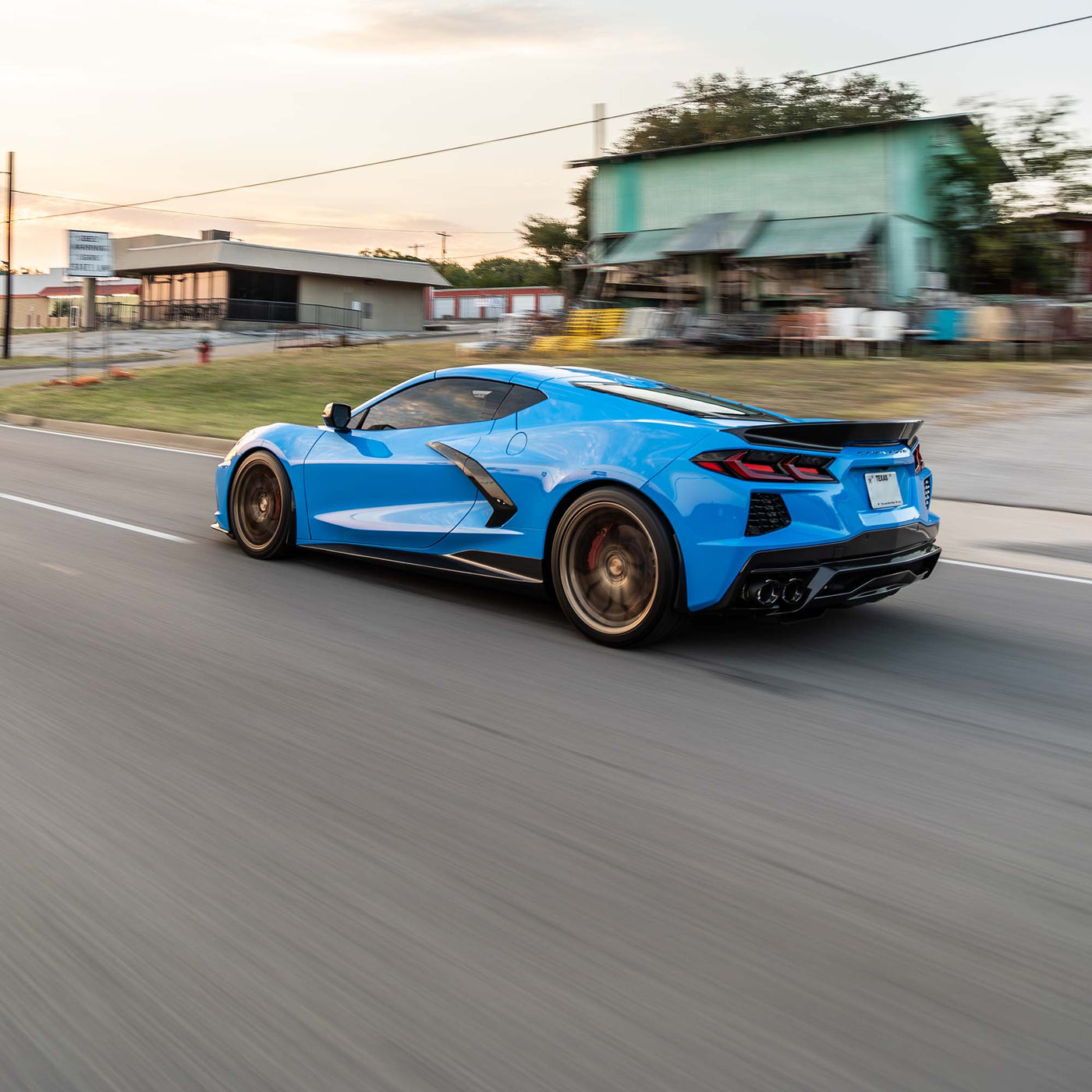 Corvette C8 Carbon Fiber Spoiler Rear Side View Texas