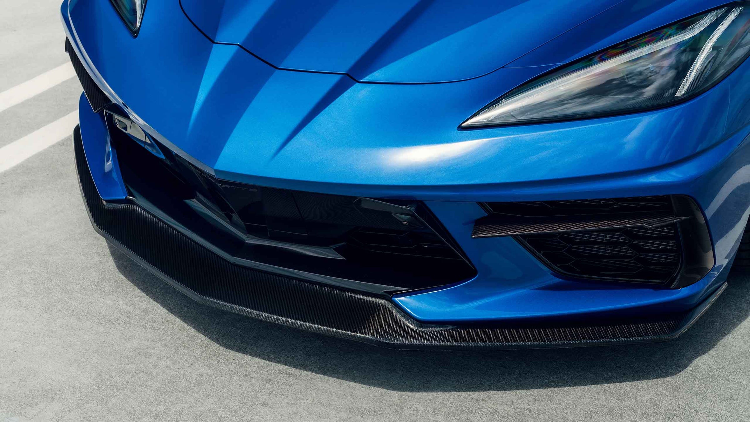 Carbon Fiber Front Splitter for Corvette C8 Stingray Close Up