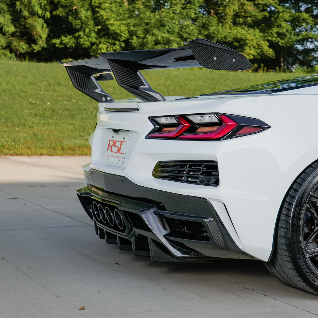 Carbon Fiber Rear Diffuser for Corvette C8 Z06 Rear View Shot