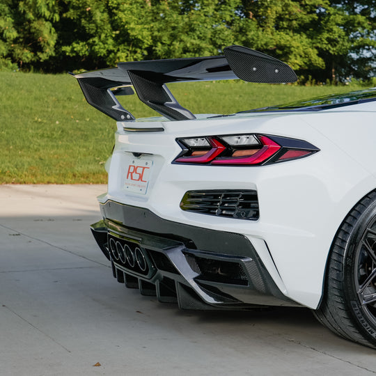 Carbon Fiber Rear Diffuser for Corvette C8 Z06 Rear View Shot