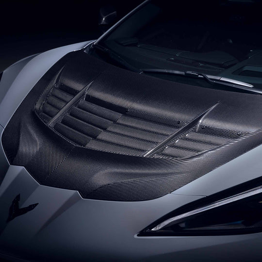ZR1 Style Carbon Fiber Front Hood by Racing Sport Concepts for C8 Corvette Stingray, Z06, and E-Ray