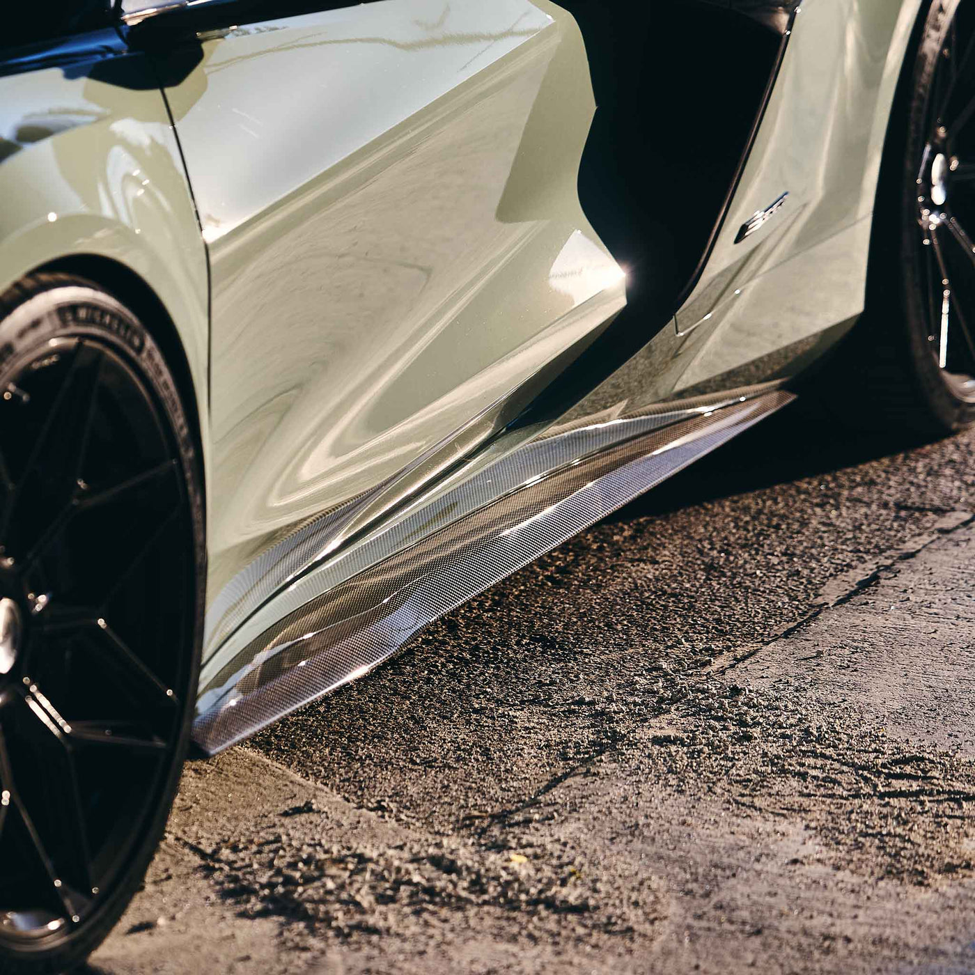 C8 Corvette E-ray with Racing Sport Concepts Carbon Fiber GTZ Side Skirts