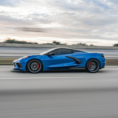 Side view of RSC C8 Corvette Front Splitter Carbon Fiber