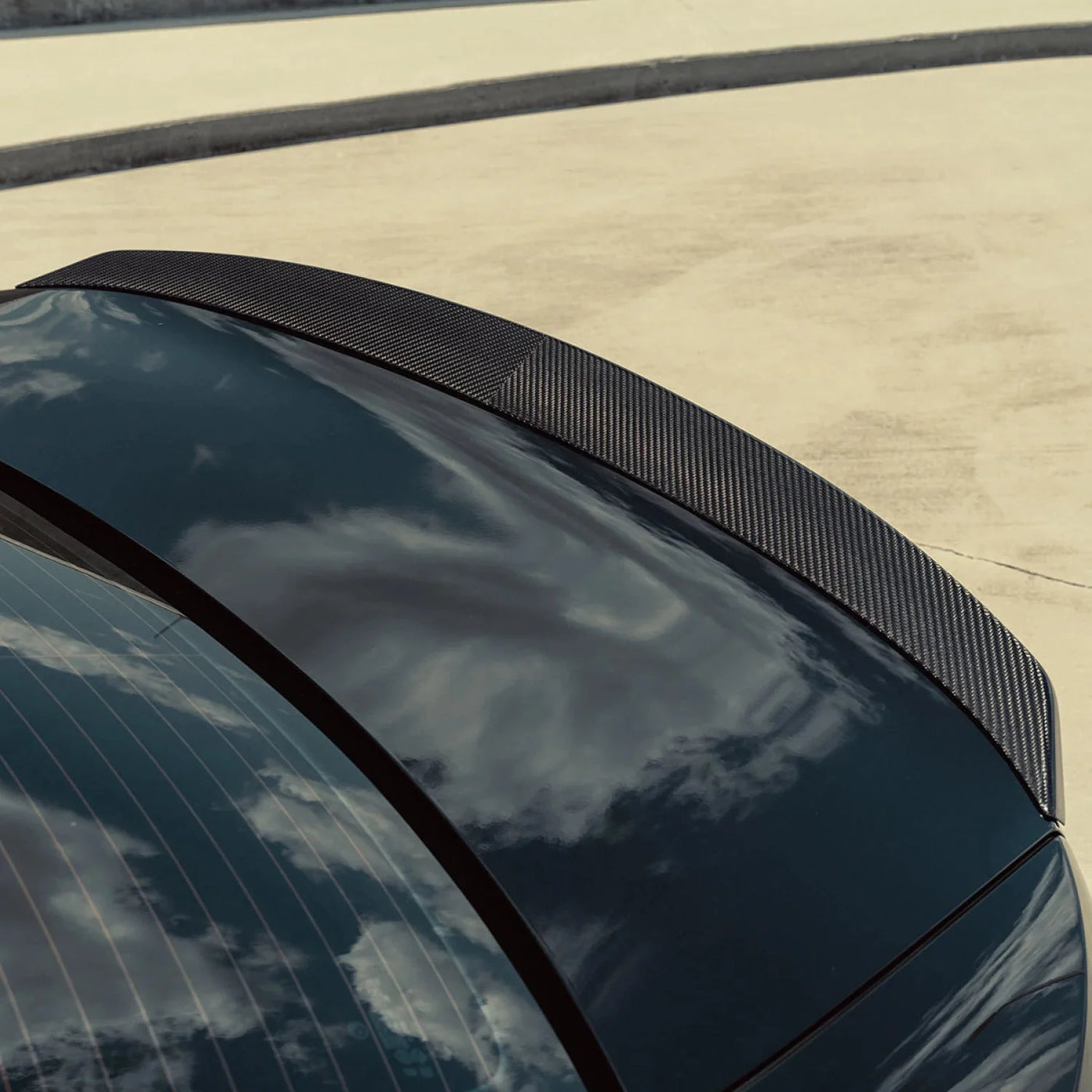 Carbon Fiber Spoiler Top View on BMW G80 M3