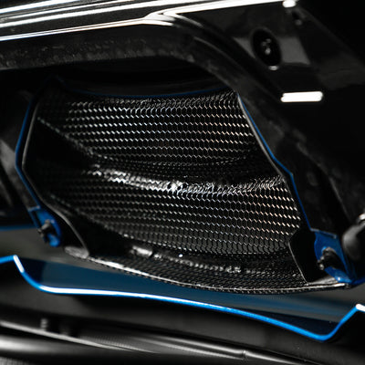 underside of a Convertible Corvette C8 with RSC Carbon Fiber Rear Hatch Vent  