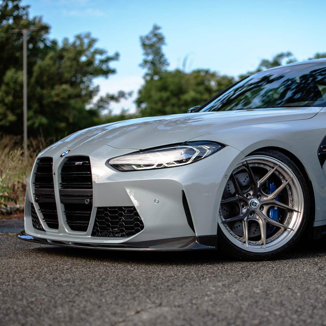 Side shot of RSC Carbon Fiber Front Chin Spoiler for BMW