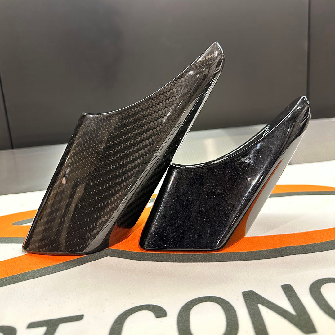 Carbon Fiber Stanchion Bracket Extensions for C8 Z06 Z07 Wing Side Comparison
