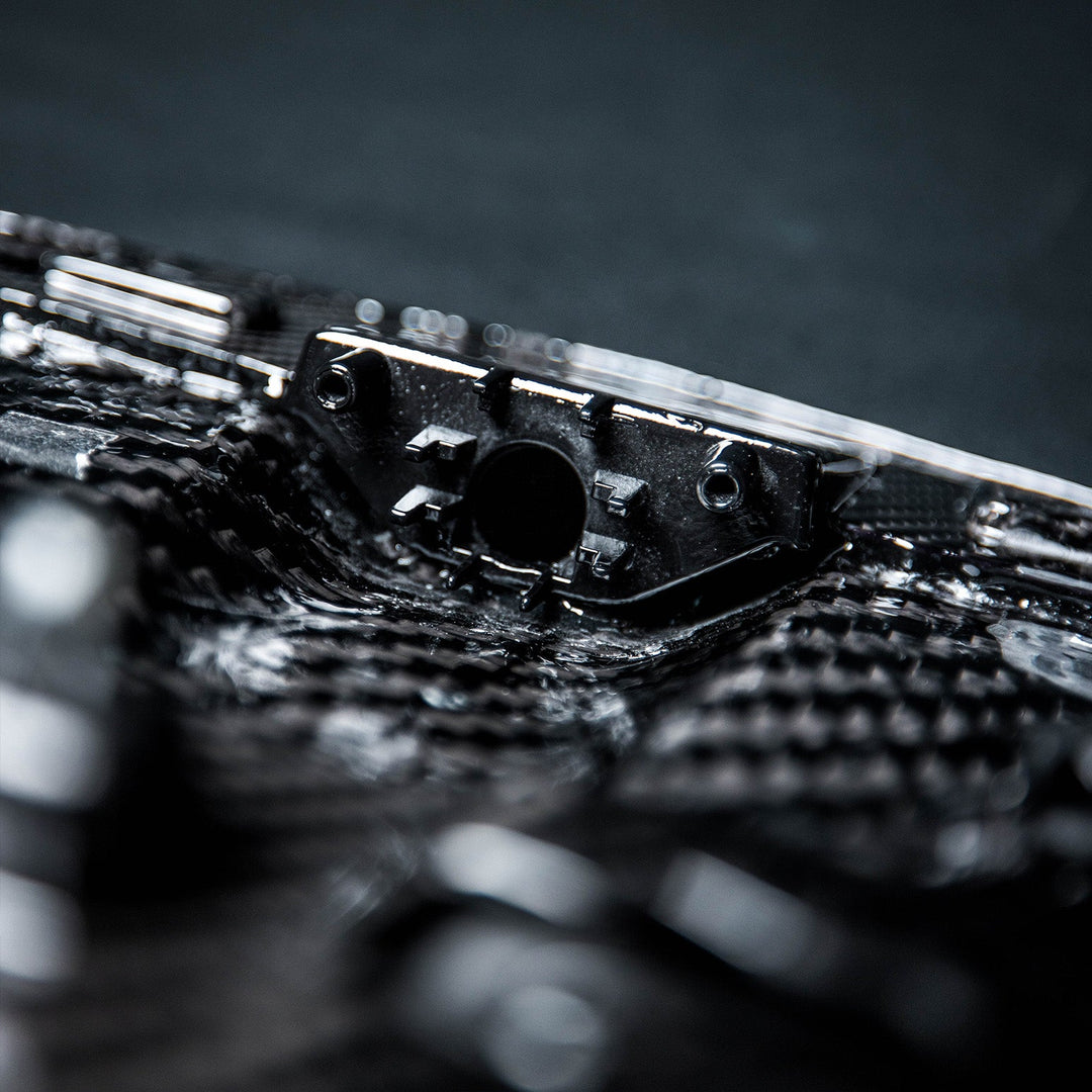 Corvette C8 Carbon Fiber Rear Camera Cover details. Showing the precise details of the CNC&