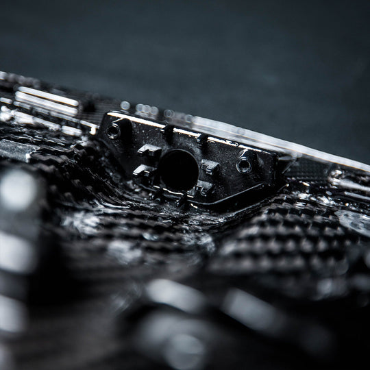 Corvette C8 Carbon Fiber Rear Camera Cover details. Showing the precise details of the CNC&